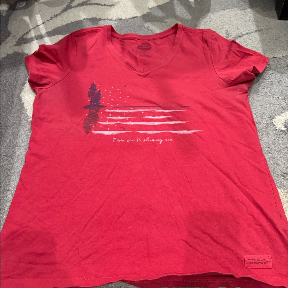 Life Is Good Red Short Sleeve Tee medium